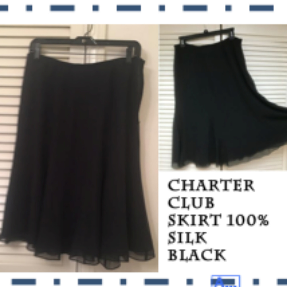 CHARTER CLUB WOMEN'S 100% SILK SKIRT BLACK SIZE 10